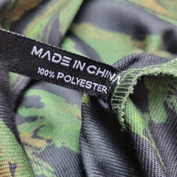 Warrior Mens XL Green Black Camo Button Down Long Sleeve Flannel - Picture 5 of 6